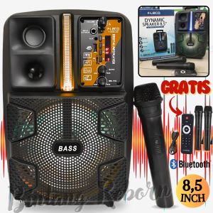 Speaker Bluetooth Full Bass Fleco F-8808 LED Free Mic Bluetooth Karaoke / Mic Wireless + Remote - Speaker Karaoke Full Bass / Salon Full Bass Besar / Speaker Bluetooth Bass / Speaker Besar Jumbo / Salon Bluetooth Full Bass Bonus Mic Double Wireless - BRO