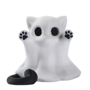 YOUSHI TOP In 3D Đồ trang trí hình mèo con ma Halloween Mini Tư thế nâng tay Tượng mèo ma Đồ trang trí bàn làm việc theo chủ đề Halloween. Nhựa Tượng mèo Halloween để bàn Bạn