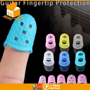 Guitar Fingertip Protectors 6 PCS Silicone Finger Guards for Ukulele Guitar 5 sizes 吉他硅胶指套 手指套