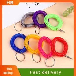 HB 10pcs Multipurpose Stretchable Wristband Keychain Spring Flexible Spiral Elastic Band Bracelet Key Holder Ring For Sauna Gym Outdoor Sports Hair Rings