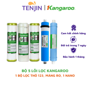 Trọn bộ 5 lõi lọc nước Kangaroo (123R5) dùng cho máy lọc nước Kangaroo model KG102AKV KG102A VERTU - Hàng chính hãng