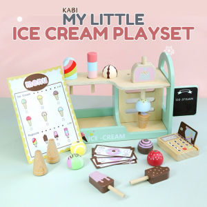 KABI Ice Cream Playset Pretend Play Toys For Children Wooden Toys Ice Cream Girls Boy Gift set
