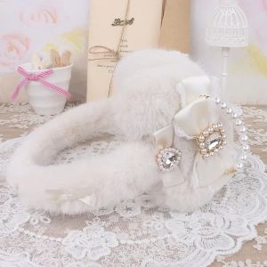 Handmade Japanese Sweet Mine Hairy Rhinestone Big Love Bow Warm Earmuffs Lolita Sweet Girls Earmuffs2026