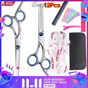 💥🎁Free Gift🎁💥【12PCS】2021 NewProfessional Hair Cutting Scissors Set Barber Shears Hair Thinning Kit Salon Home Hairdressing Tool (Standard)