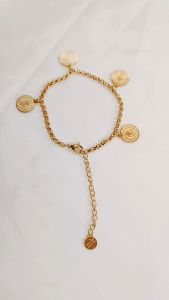 St. Benedict Four Miraculous Medal 18K High Quality Non Tarnish Stainless Gold Dangling Bracelet. Free Boxes