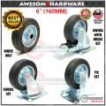 (6 INCH) DOCKER HERCULES 6" 160MM RUBBER CASTER WHEEL ROLLER RODA. 