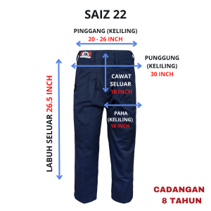 🔸SELUAR SEKOLAH RENDAH PANJANG BIRU ( PINGGANG GETAH ) - BAJU SEKOLAH JENAMA BLACK CAT - BC021
