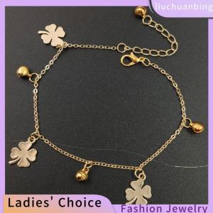 [COD] liuchuanbing Jewellery Anklet Four-leaf Clover Three-bell Anklet Fast Selling Best-selling Foot Accessories