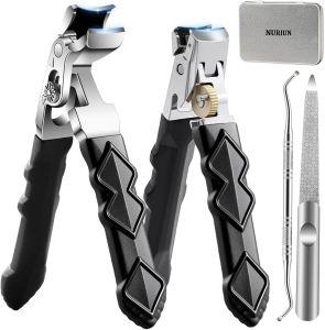 Thick Toenail Clippers for Seniors Professional Edgy Nail Clippers for Men Heavy Duty Large Finger Nail Clippers  Angled Head Nail Clippers Cutters with Long Handle (4PCS Nail Clippers Set)