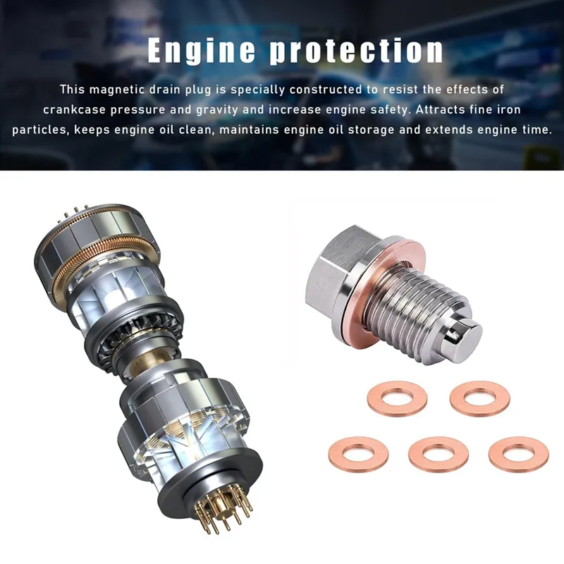 M16x1.5 Magnetic Oil Drain Plug | 304 Stainless Steel With 3 Copper Gaskets - Fits Subaru, Toyota, Mini, Paceman