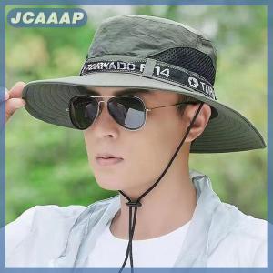JCAAAP Gió-proof Mũ ngoài trời trong mùa hè rộng vành phẳng hàng đầu người đàn ông cắm trại leo núi bãi biển thoáng khí ngư dân hat uv-proof hat