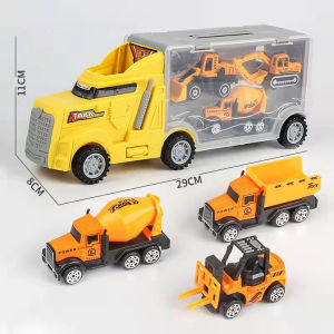 【COD】Truck Carry Case With 6pcs Mini Alloy Engineering Vehicle Model Car Toys Truck for Kid Toy Mini Engineering Vehicle Model Car container Truck Military Kids Car Toys