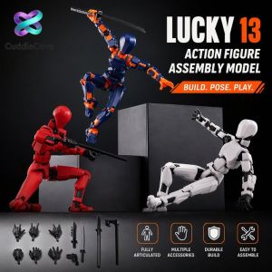 Lucky 13 Dummy Action Figure Multi Joint Movable Diy Assembly Model Articulated Doll Kids Birthday Gifts With Extra Parts