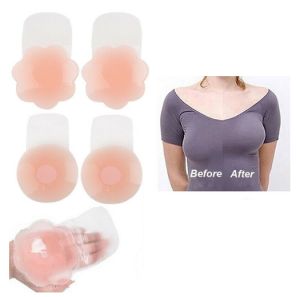 1pair Reusable And Waterproof Breasts Sticker Invisible Self Adhesive Push Up Nipple Tape Silicone Bra