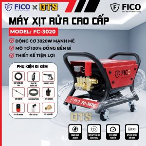 Máy xịt rửa xe cao áp 3020W FICO FC-3020 có chỉnh áp 200 bar mô tơ đồng dây 12m công tắc chống giật