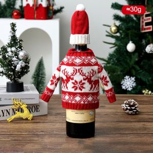 PHANT Snowflake Wine Bottle Cover Reusable Cover Elk Beer Bottle Cover Cup Accessories Santa Claus Christmas Knitted Bottle Cover Christmas