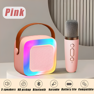 Bluetooth Speaker with mic  Karaoke Speaker  Bluetooth Wireless Speaker with Wireless Microphone Rechargeable and Portable KTV Karaoke Wireless Bluetooth Dual Microphone  3D Stereo Amplifier party Karaoke Systems