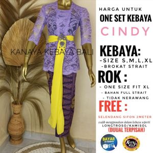 Kanaya SETELAN Kebaya bali brokat strait CINDY dan Rok LYCRA PANJANG Kebaya Bali Modern wisuda pengantin