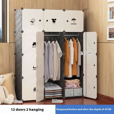 Wardrobe Cabinet Home Bedroom Small Wardrobe Sturdy Rental Room Fabric Wardrobe Economical Small Storage Cabinet