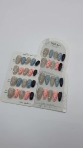 Korean Polka Dot Press On Nails Short Square Handmade Fake Nails Multicolor Rhinestone Decor Reusable False Nails