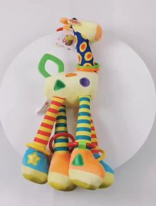 Soft Giraffe Animal Handbells Rattles Plush Infant Toddler Car Bed Hanging Toy Baby Early Education Development Handle Toys