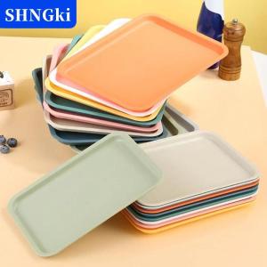 SHNGki Hình chữ nhật Pallet Nordic nhựa thực phẩm phục vụ khay nhiều màu sắc lưu trữ khay hộ gia đình nhà bếp Trái cây tráng miệng khay