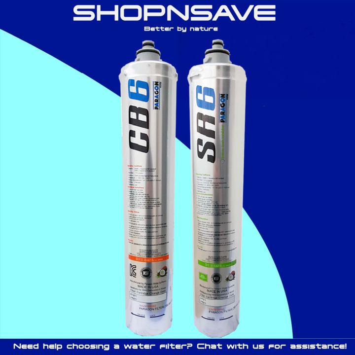 SHOPNSAVE Paragon Filter 1 & 2 CB6 + SR6 cartridge replacement water