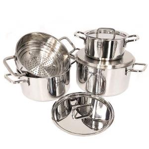 Bộ nồi xửng hấp inox 304 cao cấp bếp từ FIVESTAR Plus 3 lớp đúc liền 4 chiếc nắp inox
