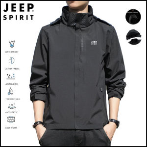 Jeep Spirit แจ็กเก็ตสีทึบใหม่กลางแจ้งชั้นเดียวบางชุดว่ายปีนเขากันลมระบายอากาศแจ็คเก็ตลำลองคู่