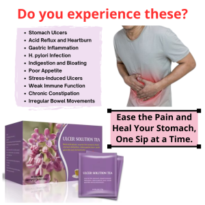 Ulcer Solutions Tea Natural Remedy for Stomach Ulcers Acid Reflux Heartburn Indigestion Bloating & Irregular Bowel Movements | Relieves Gastric Pain Balances Stomach Acidity Reduces Inflammation Eases Constipation & Boosts Immunity