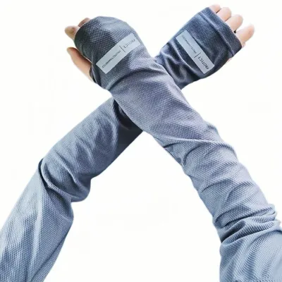 Gray Non-Slip Ice Silk Motorcycle Gloves with UV Protection for Outdoor Sports and Driving