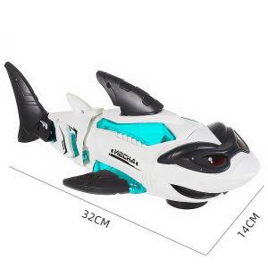 Childrens electric universal wheel mechanical Shark game/High simulation alloy light shark model toy with music and lights