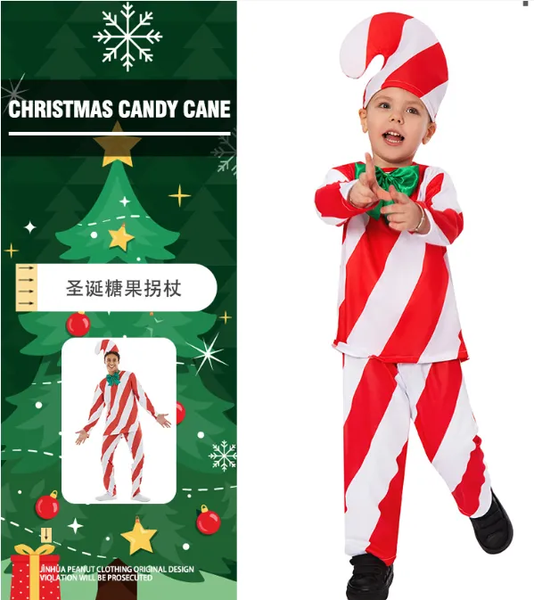 3PCS Children s Christmas Candy cane Cosplay Boys and Girls Halloween Stage Performance Costume Set Lazada PH