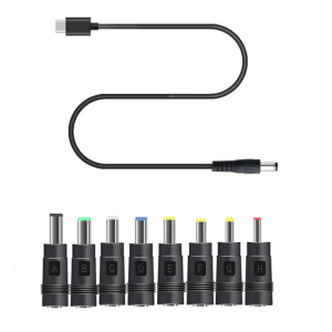 TypeC to DC Boost Cable for WiFi Router or Modem- 12V PD Decoy Line with 8PCS DC-Jacks 5.5x2.1 3.5x1.35 4.0x1.7 63x4.0