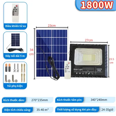 【Bảo hành 10 năm】Đèn năng lượng mặt trời 1800W Chiếu sáng cấp kỹ thuật chống nước và chống sét