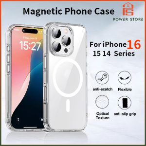 HD Clear Magnetic Wireless Charging Case For iPhone 16 16e 15 14 12 11 13 Plus Pro MAX Mini Shockproof Cover Case