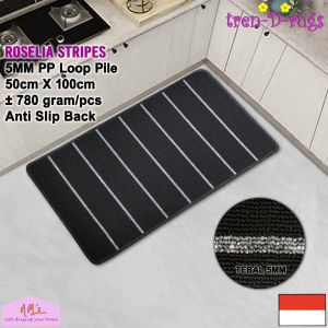 Tren-D-rugs Keset kaki garis stripes alas dapur panjang kamar modern anti slip 50 cm x 100 cm - NMs