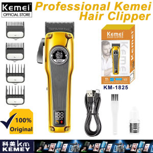 Kemei KM-1825 Professional High Speed Black Gold Hair Clipper For Barber Shop Rechargeable Razor For Haircut Original Electric Trimmer
