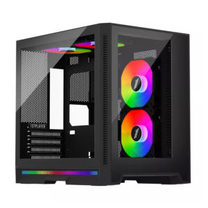 1stPlayer Steampunk SP6-G Tempered M-ATX Gaming PC Case - Black/White