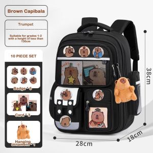DOWNA Hoạt hình Ba lô capybara Sức chứa lớn Không thấm nước Ba lô cho học sinh Dễ thương Trọng lượng nhẹ Cặp sách Trường học