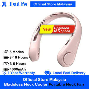 JISULIFE NEW Upgrade 5 Speed Portable Rechargeable Neck Fan Hand Free Fan Personal Fan for Camping Hiking Outdoor Jogging Concert FA14