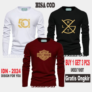 BUY 1 OR 3 PCS ( PROMO COD ) RIZMON DISTRO Kaos Distro Motor H Lima01 L T R Print Gold 100% Catoon Combed 24s