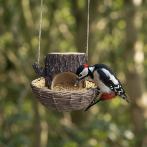 OUTOPEN Hanging Tree Stump Bird Feeder Simulation Weather-Resistant Garden Feeding Tray Practical Open Design Bird Feeding Station Outdoor Decoration