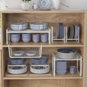 Kitchen Cabinet Rack Shelf Hanging Basket Dish Drying Drainer Rack Plate Bowl Pot Lid Chopping Board Holder Stand Kitchen Storage Organizer Rack