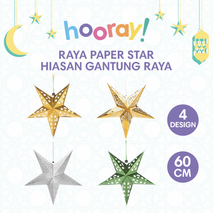 HOORAY! RAYA - SHINY PAPER STAR BINTANG GANTUNG DEKO HARI RAYA - 60CM ...