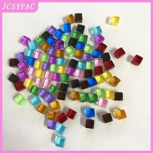 JCSYFAC 50Pcs Set 8mm Clear Cube Colorful Crystal Square Corner Transparent Dice Chess