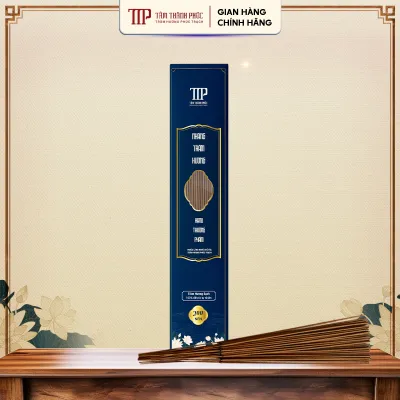 Nhang trầm hương Tâm Thành Phúc hạng Thượng Phẩm Trầm hương Phúc Trạch thơm ngọt dịu không đậu tàn an toàn sức khoẻ hộp 40cm