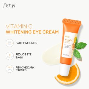LAIKOU FENYI Vitamin C Whitening Eye Cream Fade Dark Circles Tightening Smooth Wrinkle Panda Eye Cream 15g