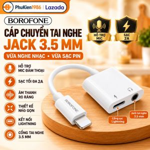 Cáp jack chuyển đổi tai nghe sang chân tròn 3.5 mm có hỗ trợ mic đàm thoại