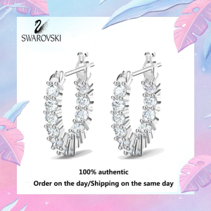 💖 Swarovski 💖 Womens Fashion S925 Sterling Silver Earrings 5562126 Vittore Mini loop pierced diamond earrings Valentine gift Birthday gift